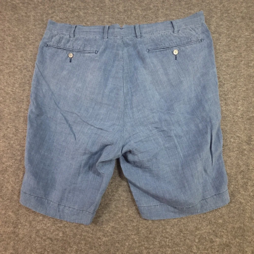 Polo Ralph Lauren 100% Linen Shorts Men 37 Classic Fit Indigo Blue 9 Inseam